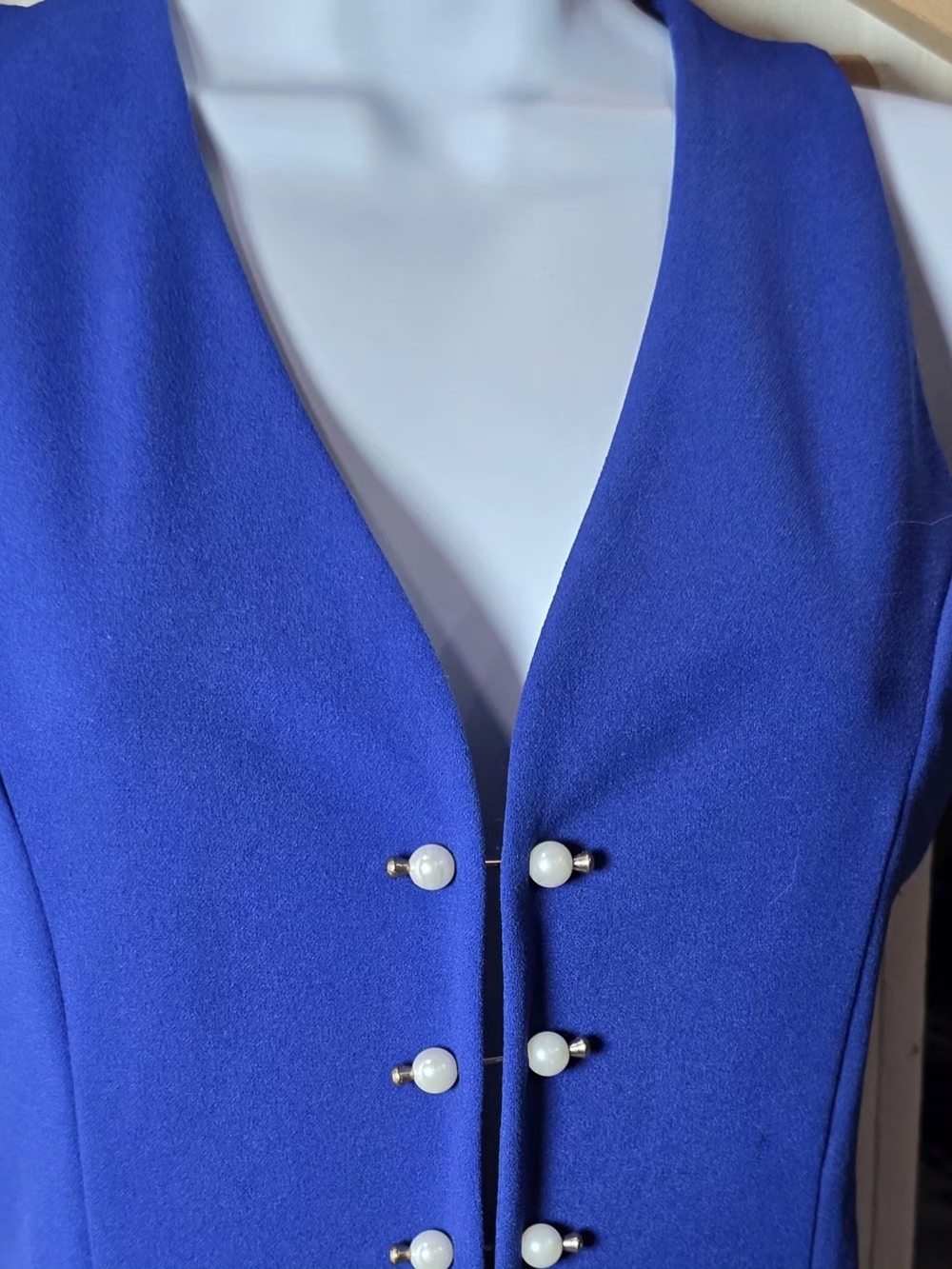 BLVD Royal Blue Pearl-Button Jumpsuit